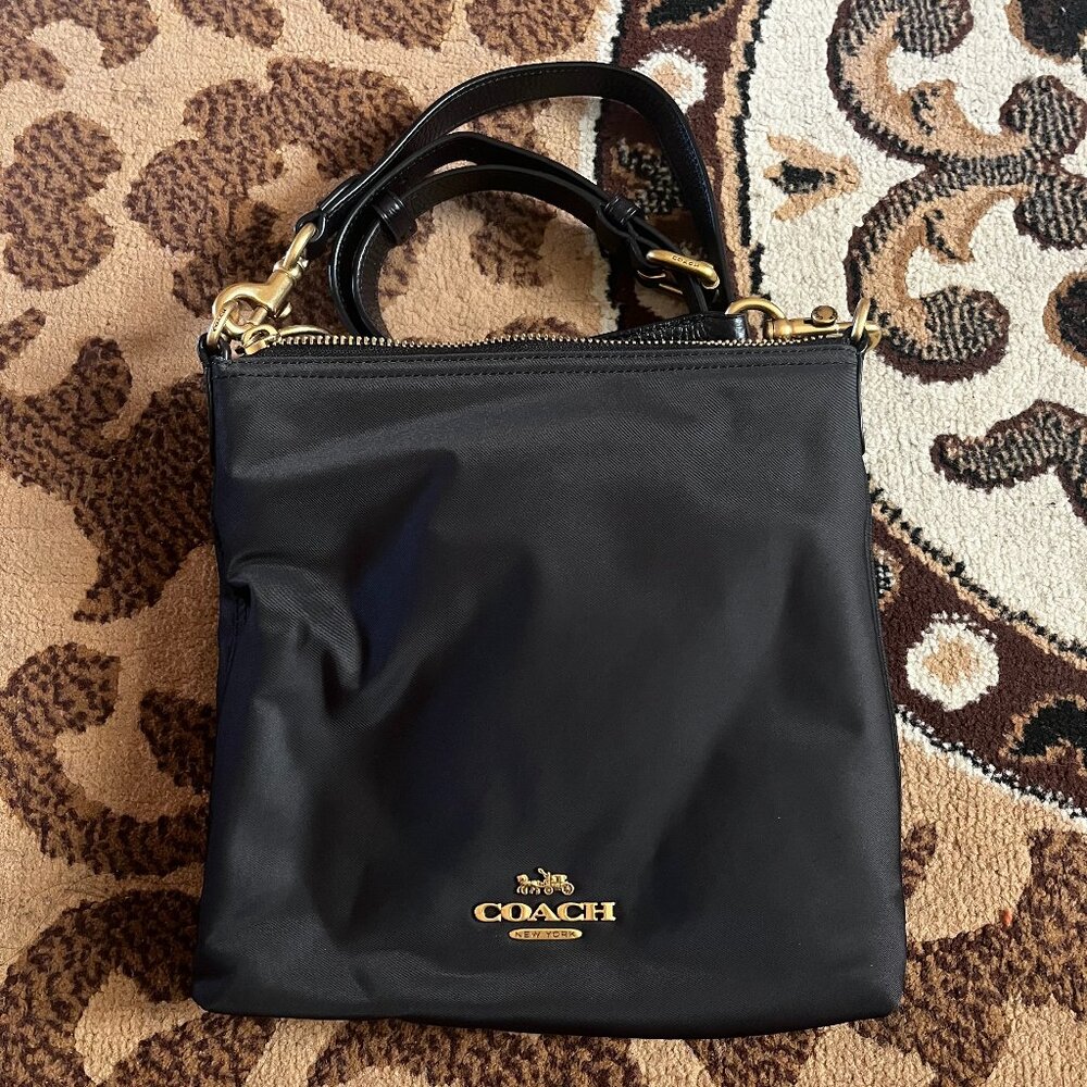 COACH Black Crossbody Bag with Floral Interior